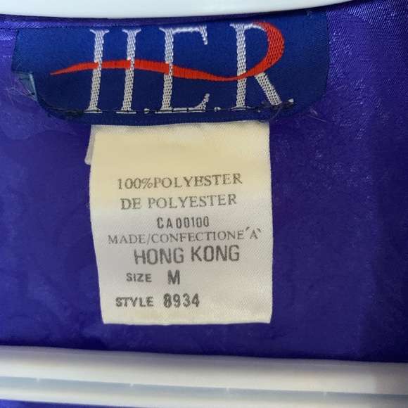 Vintage Unique HER Timeless Short Sleeve Winter Blue Satiny Blouse Feminine - Picture 4 of 6